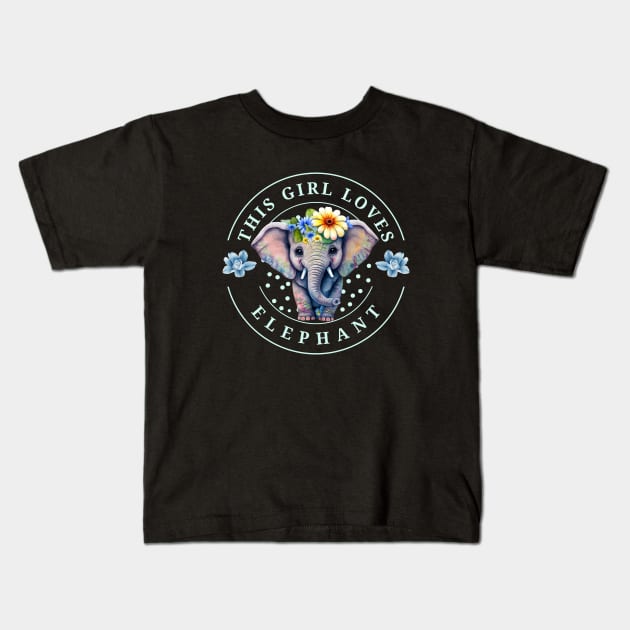 this girl loves elephant cute baby colorful elephant Kids T-Shirt by Ballari